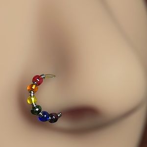 2/$18 Rainbow Beaded hoop nose ring 20G 🌈
